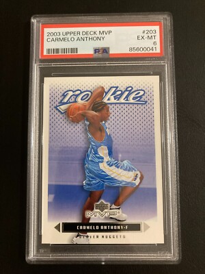 2003-04 Upper Deck MVP Rookie RC 203 Carmelo Anthony gegradet PSA 6 EX-MT