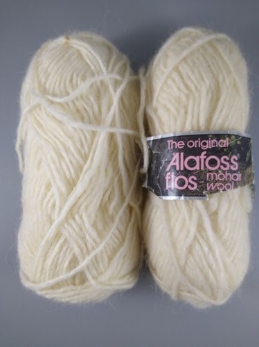 Alafoss Flos Mohair Wool Yarn Lot of 2 Partial Skeins White 401 Iceland - 第 1/7 張圖片