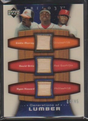 2005 UPPER DECK TRILOGY GENERATIONS LUMBER TRIPLE BAT DAVID ORTIZ RED SOX SP#/85