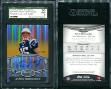 SGC 9 2010 Bowman Sterling Gold Refractor Autograph Aaron Hernandez RC 12/25
