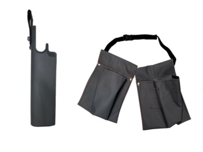 FENSTERREINIGUNGSSET - grauer Hüfteimer am Gürtel & graue Doppeltasche Tasche 