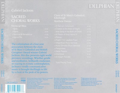 ST. MARY CATHEDRAL CHOIR GABRIEL JACKSON: SACRED CHORAL WORKS NEW CD