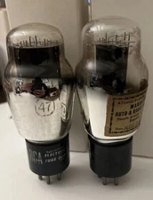 NOS 1933 Matched Pair RCA 47 ST Globe Power Output Audio Tubes (42/2a5)