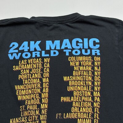 Bruno Mars Shirt Mens Small Black 24K Magic World Tour