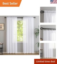Luxurious 90  White Voile Sheer Curtains - 2 Panel Rod Pocket Window Treatments