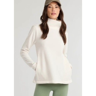 Dudley Stephens Vello Fleece Cobble Hill Tunic S Cream Funnel Neck W/ Pockets