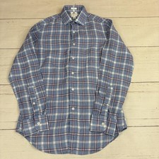 J.Crew Ludlow Thomas Mason Plaid Shirt Mens S Blue Cotton Button-Up Long Sleeve