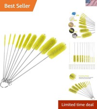 10-Piece 8-Inch Nylon Bottle Cleaning Brush Set with Stainless Steel Handles