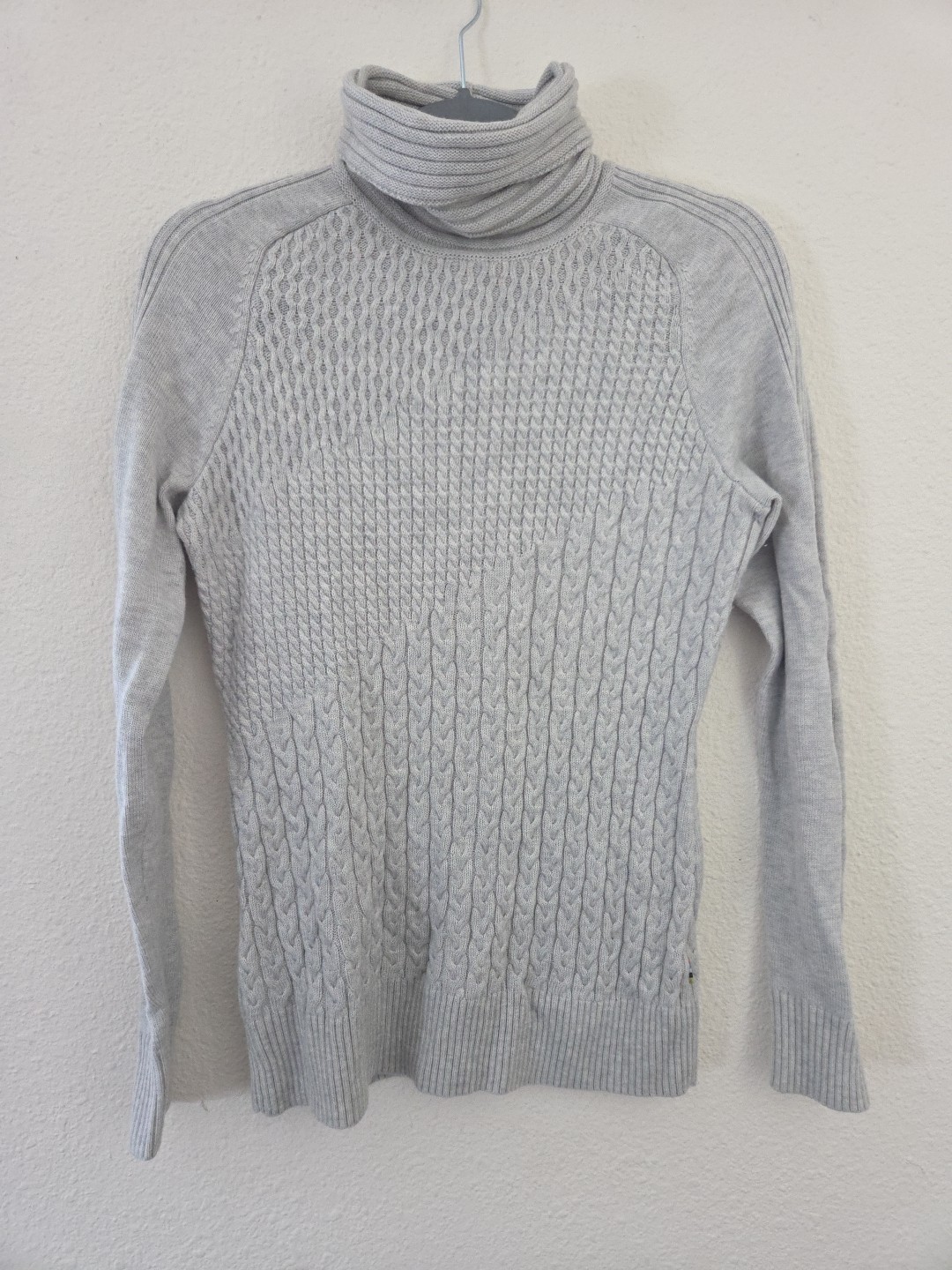 Womens Smartwool Thermal Merino Cable Knit Turtleneck Grey Long Sleeve Sz M