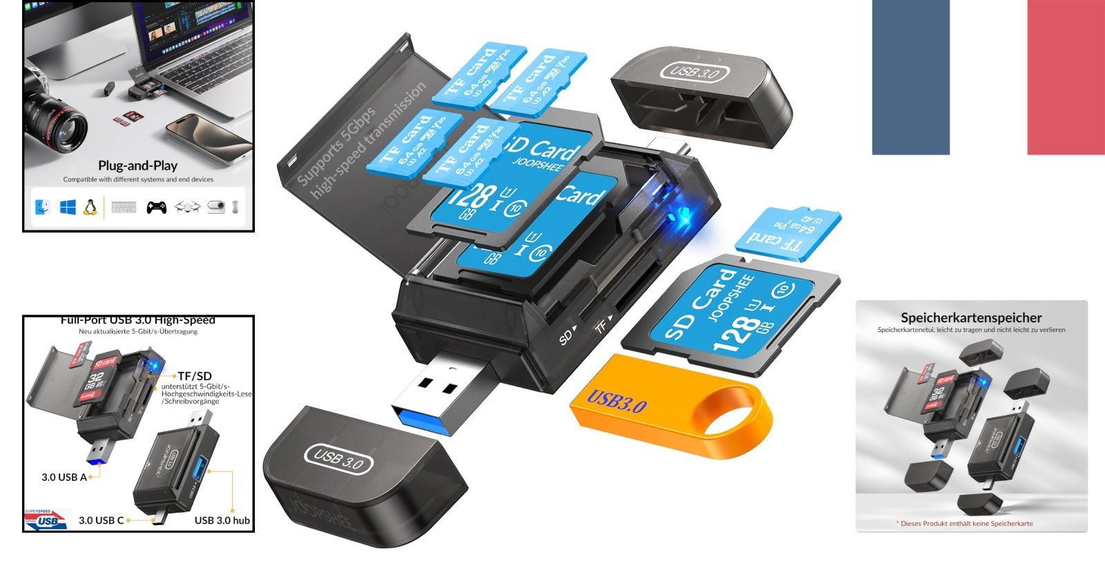 Lecteur de carte SD USB 3.0 Type C adaptateur micro SD simultané PC Mac