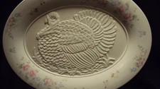 Pfaltzgraff Tea Rose 18" Embossed Turkey Platter Made in USA