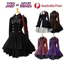 Women Medieval Renaissance Victorian Lolita Cosplay Costume Gothic Ruffled Dress