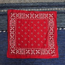 Vintage 1950s 60s Selvedge Cotton Red fast cotton Bandana Rn