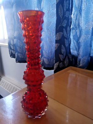 Vintage Ruby Red Hobnail Long Neck Bud Vase
