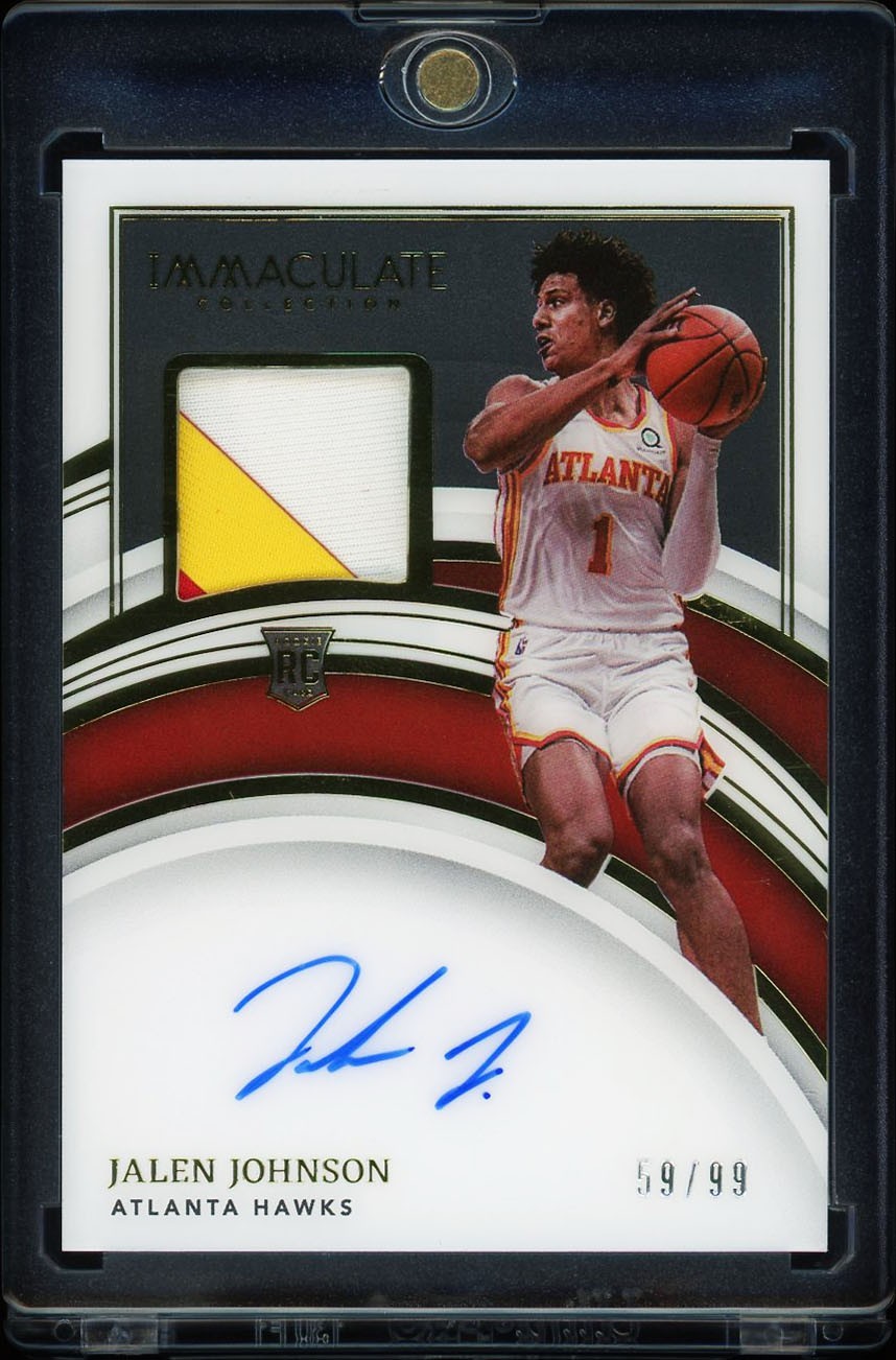 Jalen Johnson 2021-22 Panini Immaculate #106 Rookie Patch Auto /99 Hawks