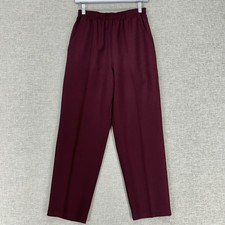 Briggs New York Pants Womens 8 Petite Burgundy Elastic Waist USA 90s Vintage