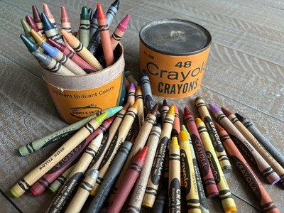 Vintage 48 ct Tin Can Binney & Smith Crayola Crayons No. 480 Retired Dandelion