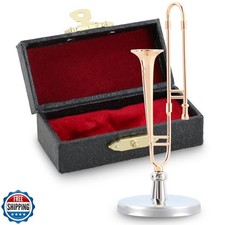 EASTROCK 2.1in Mini Trombone Model, Gold Plated Miniature Trombone with Case