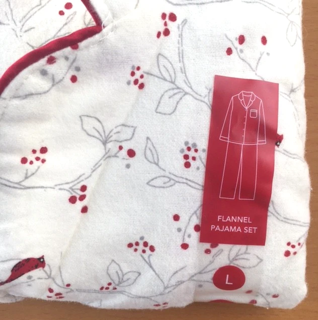 Nuevo sin etiquetas Pijama Charter Club Mujer Franela L Navidad Blanco/Rojo Cardenales/Bayas Foto 3 de 4