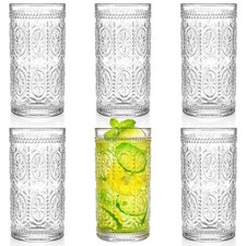 Bekith 6 Pack 12 oz Highball Glasses - Romantic Drinking Glasses Vintage