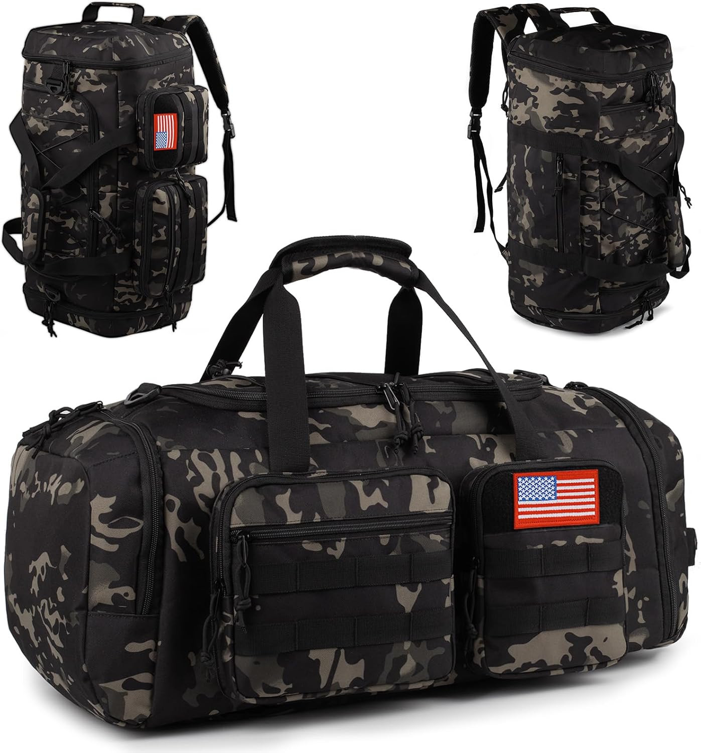 Tactical Gym Bag for Men，50L Large 3 in 1 Sports Duffle Ba