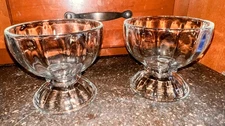 Ice Cream Sundae Bowls Large Set Of 2, Heavy! Excellent 5" Dia