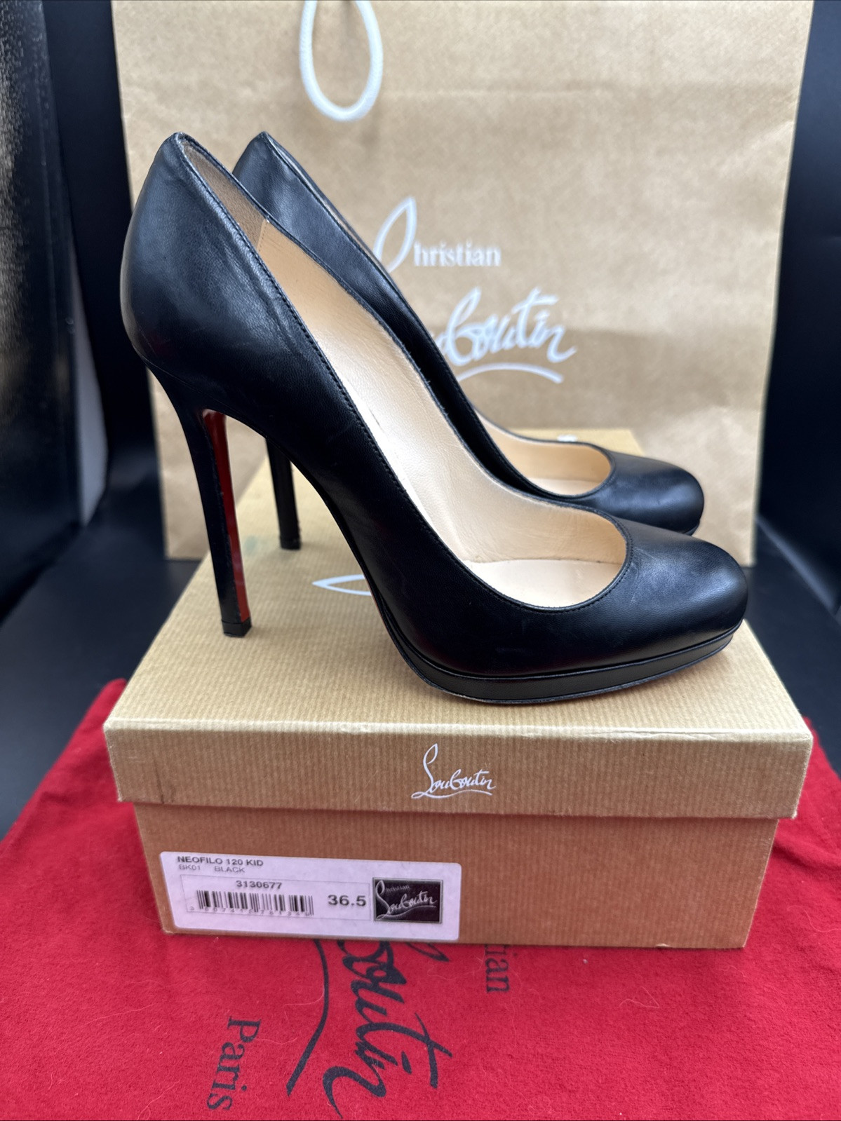 Christian Louboutin Neofilo 120 Black Leather Stiletto Heels Uk 3.5 Eu 36.5