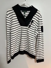 Ralph Lauren Sweater, Women’s XL, NWT, Striped Long Sleeve, Bland And White 