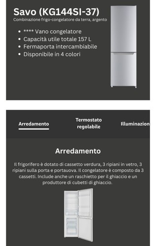 ✅️ Frigorifero combinato 157 litri Respekta Termostato Regolabile Frigo Luce LED - Foto 4 di 10