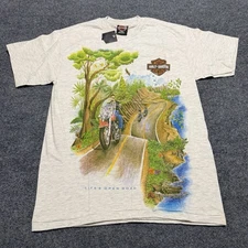 NEW Vintage Harley Davidson Shirt Mens Medium Gray Life’s Open Road 90s