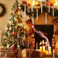 Christmas Decorations, 20 PCs Floating Candles with Wand, Magic Hanging Candl...