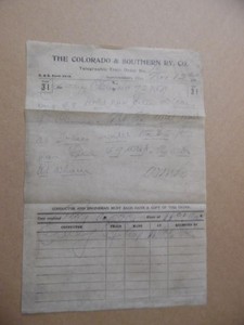 1902 Colorado & Southern Railway Telegraphic Train Orders Antique Original C&S 