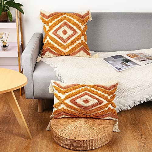  Boho Lumbar Throw Pillow Cover 12x20 12" x 20" (Pack of 1) Orange-a - Bild 6 von 7
