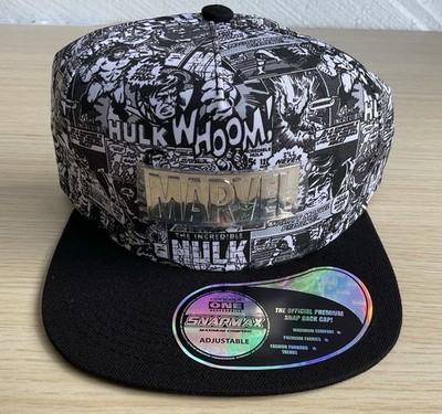 Marvel Hulk Comic Print Snapback Hat Cap Black White Adjustable Concept One