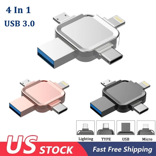 USB 3.0 2TB 1TB 4in1 Photo Stick OTG Flash Drive for iPhone Samsung Android PC