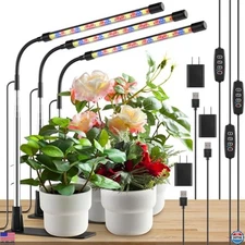 Indoor Plant Grow Lights - Full Spectrum LED Desk Lamps (3 Pack), Adjustable &