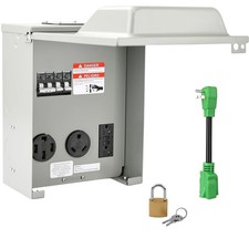 RVGUARD RV Temporary Power Outlet Panel with Breaker, ETL Listed 20A 30A 50A