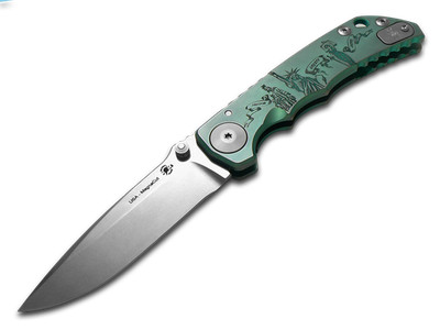 Spartan Blades Harsey Folder SF5 Green Ladies of Liberty Titanium MagnaCut Knife