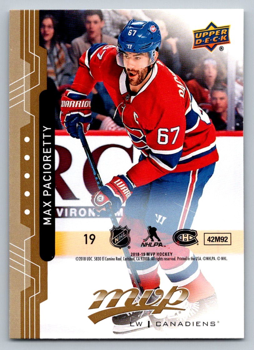 2018 Upper Deck MVP Puzzle Max Pacioretty 19