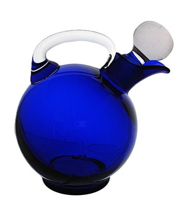 Small Cambridge Glass 3400 Cobalt Blue Ball Handled Cordial Decanter