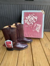 VTG 70s Acme Miss Rodeo USA Western Cowboy Boots NEW with Box 6.5 Maroon Womens