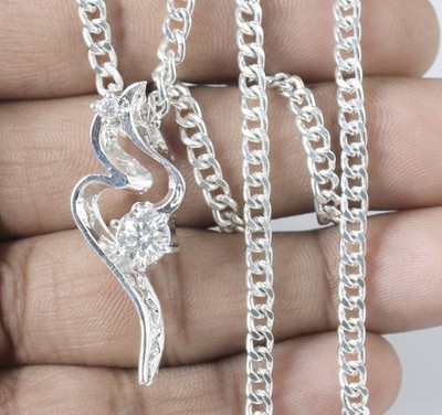 Weißer Diamant Solitär 1.25 Ct Rund Anhänger AGI Zertifiziert Damen Geschenk