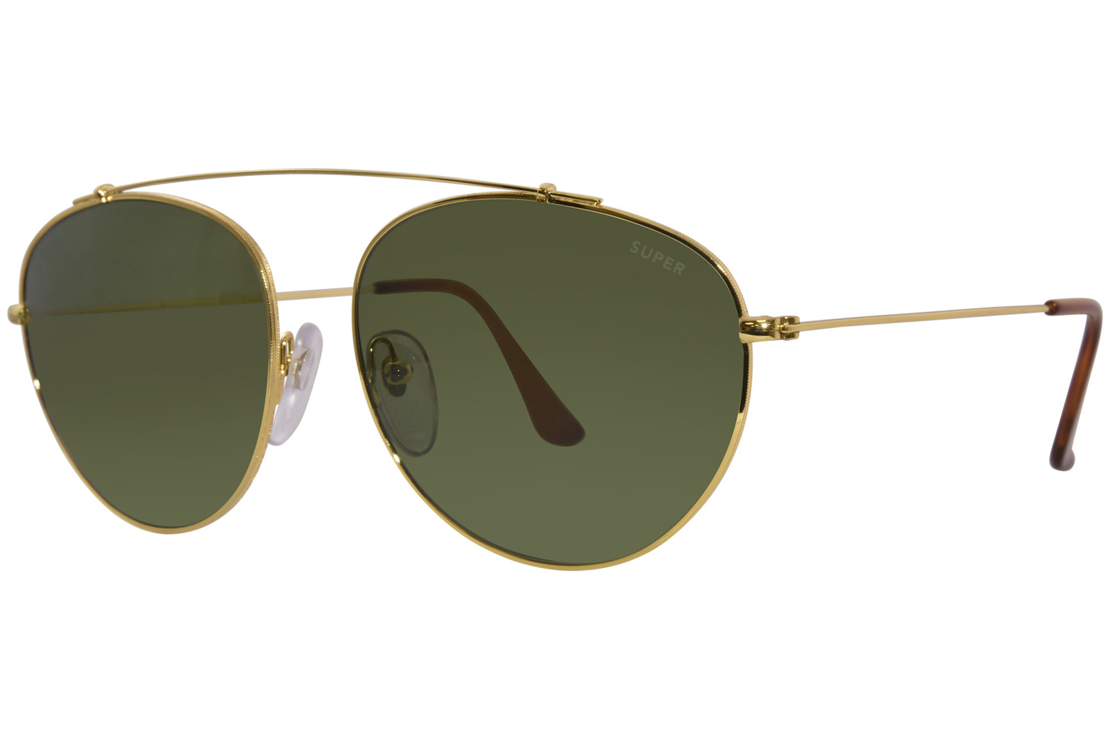 RetroSuperFuture Leo 713R SP12 Sunglasses Gold Green Tint Lenses Pilot 60mm