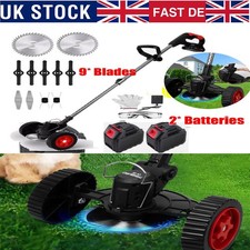 Cordless Strimmer Grass Trimmer Cutter Garden Lawn Edger +2 Rechargeable Battery