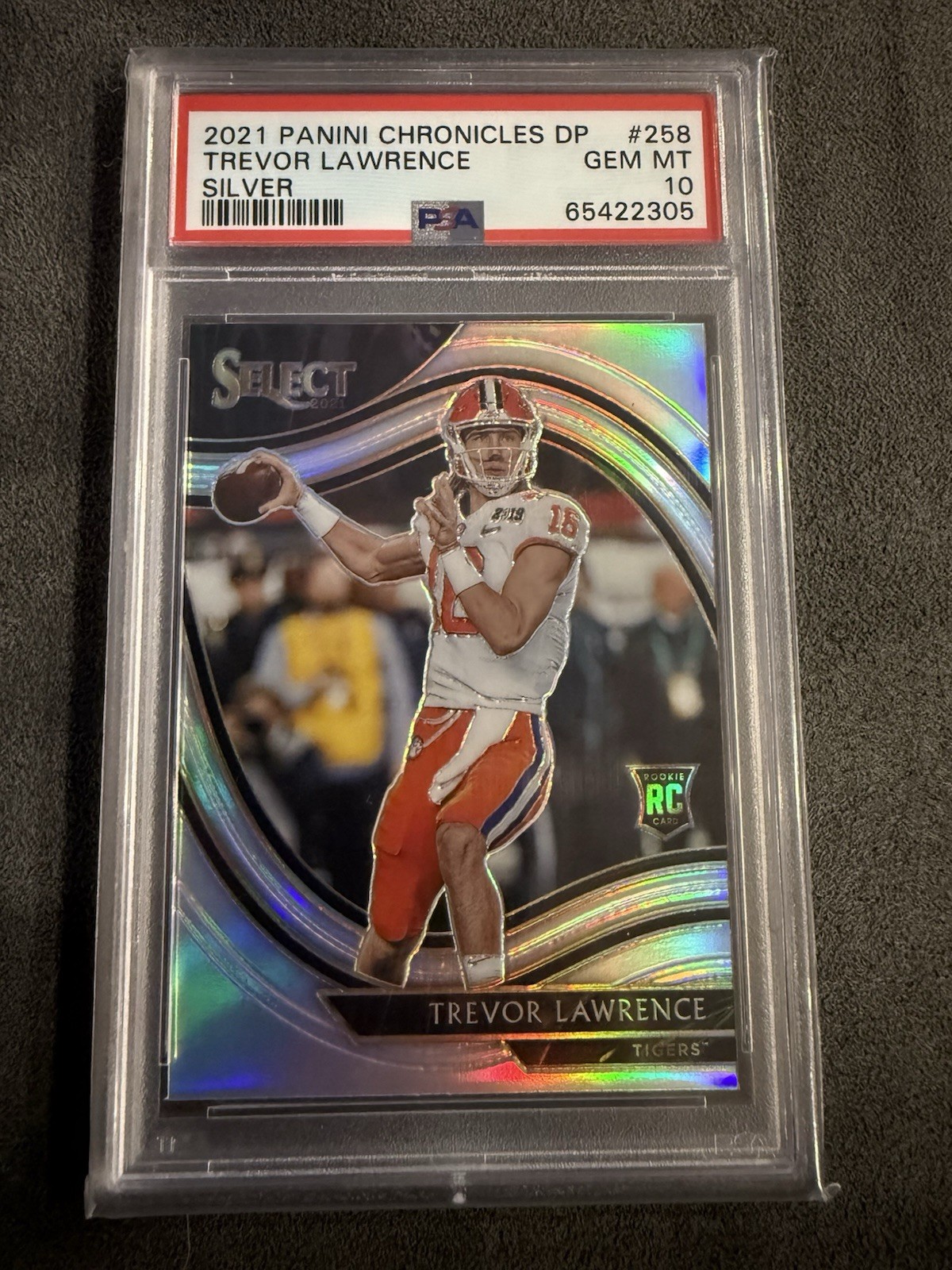 PSA 10 Panini 2021 Chronicles Draft Picks Select Silver Trevor Lawrence #258 RC view 3