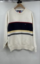 Tommy Hilfiger Tight Knit Sweater Men's Large White Blue FLAWS
