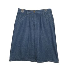 LL BEAN Vintage Blue Jean Denim Skirt 100 Cotton Size 14 Straight Pencil