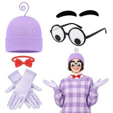 5 Pcs Halloween Costume Accessories Set, Purple Beanie Hat with Googly Eyes