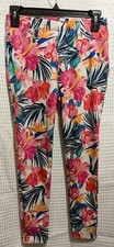 Floral Stretch Leggings Pockets Cute Bright Time  Tru Womens XS 0-2 Spring Z30