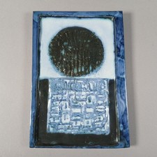 Early Troika St Ives Pottery  Wall Plaque - Blue - Plate Hannger Removed